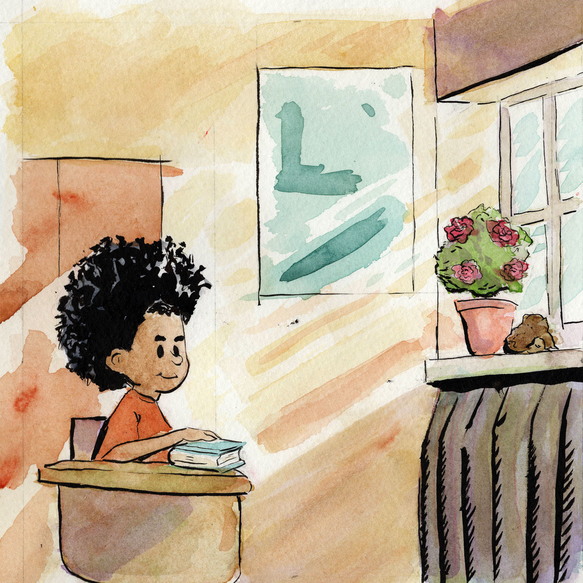 Boy looking at toad